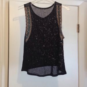 Grunge Bleached Studded Top Mesh Back